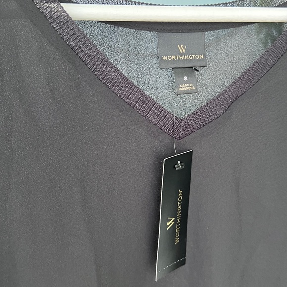 NWT Stunning Worthington Black Ladies Blouse Casual Formal Top - Picture 10 of 11